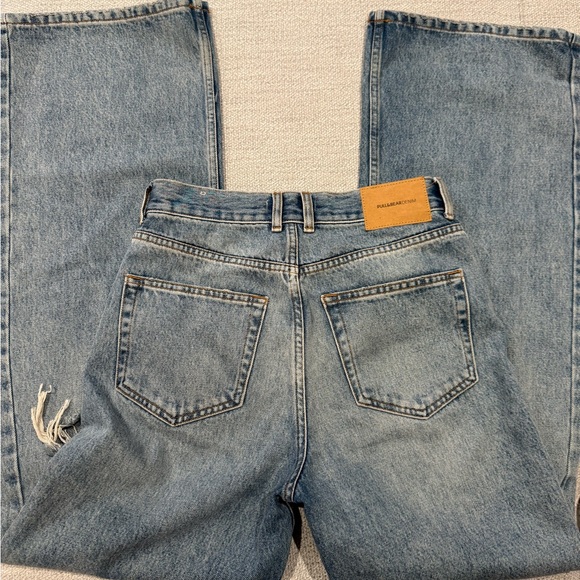 Pull & Bear Y2K Wide Leg Jeans Size 4 Low Rise Distressed (baggy light wash) - Picture 5 of 7